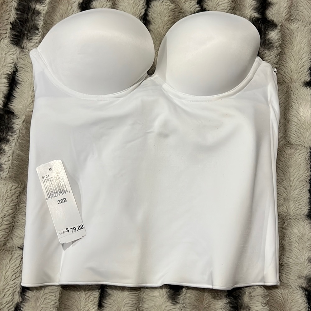 White strapless underwire long Bra